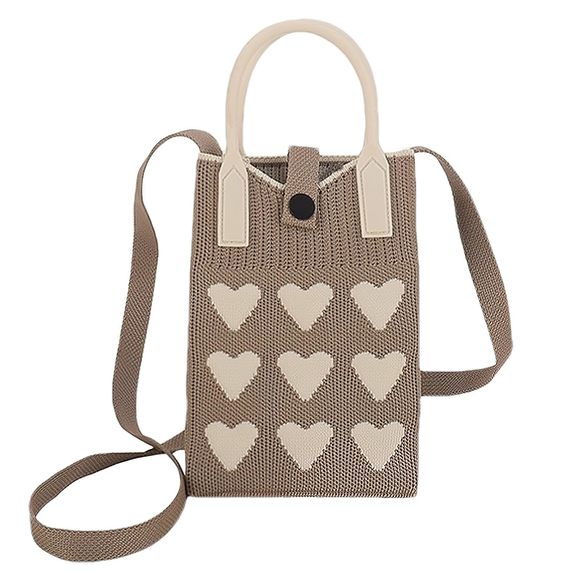 Cell Phone Crossbody Bag With Heart Pattern Little Crochet Pouch :| - Picture 1 of 4